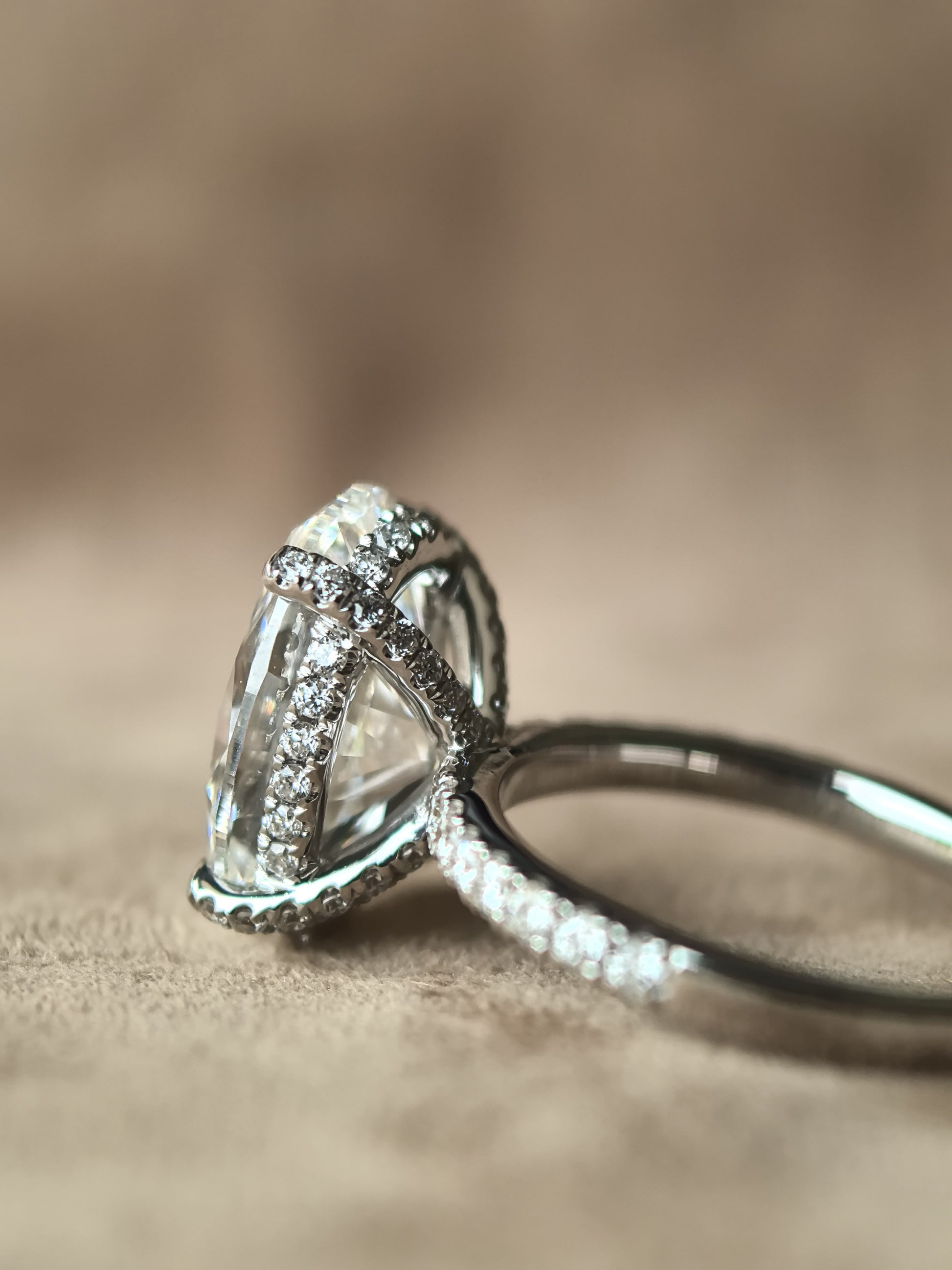 Juno Diamond Dainty Hidden Halo Oval Lab Diamond Ring