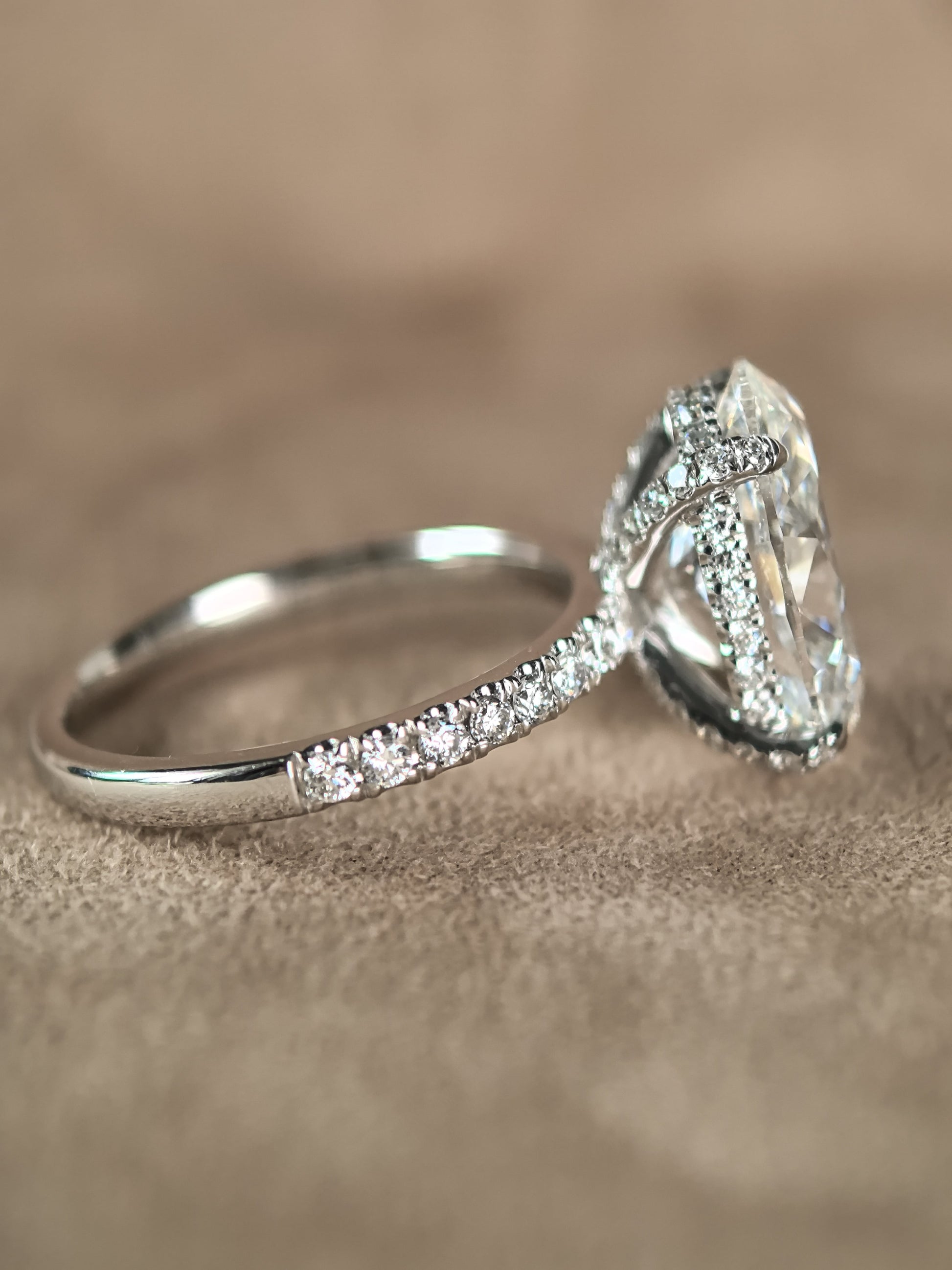 Juno Diamond Dainty Hidden Halo Oval Lab Diamond Ring