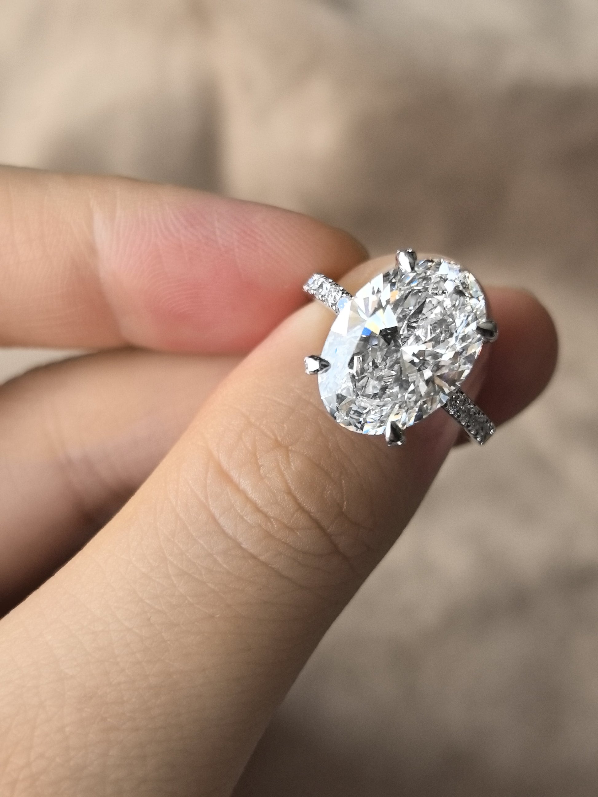 Juno Diamond Dainty Hidden Halo Oval Lab Diamond Ring