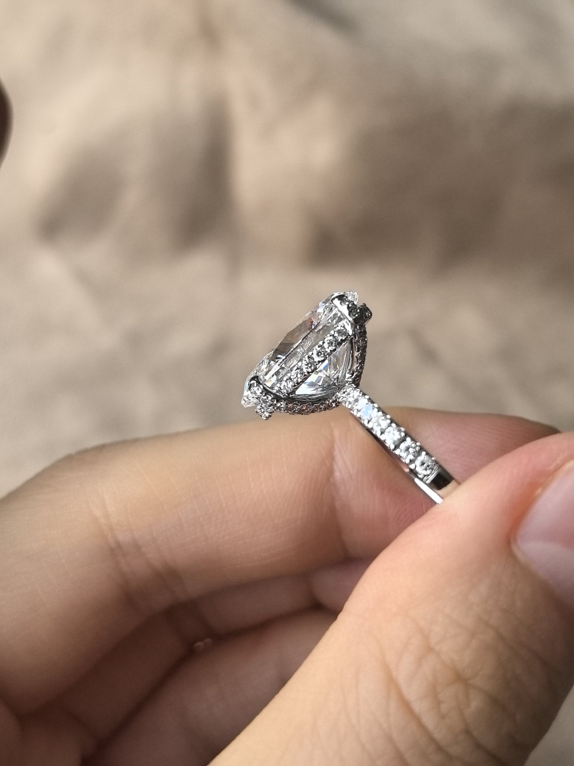 Juno Diamond Dainty Hidden Halo Oval Lab Diamond Ring