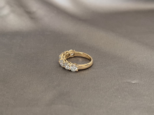 BW-007|Round Brilliant Cut Lab Diamond Half Eternity Band | Shared-Prong Setting | Minimalist Stackable Design