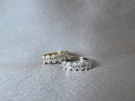 Juno Diamond OV-040|Oval-cut lab diamond half eternity ring|Secure prong-set |Smooth comfort-fit inner