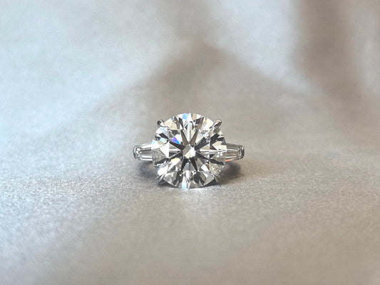 Round-Center Trilogy Ring | Baguette Sidestones | Classic Geometry | Lab-Grown Diamonds