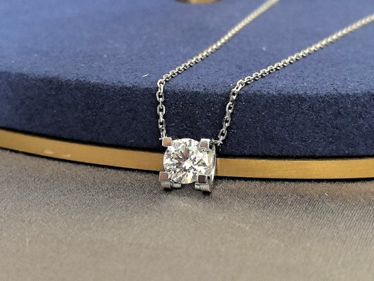 Round Cut Pendant Necklace | Open-Back Architectural Design | Modern Heirloom | 14K Gold