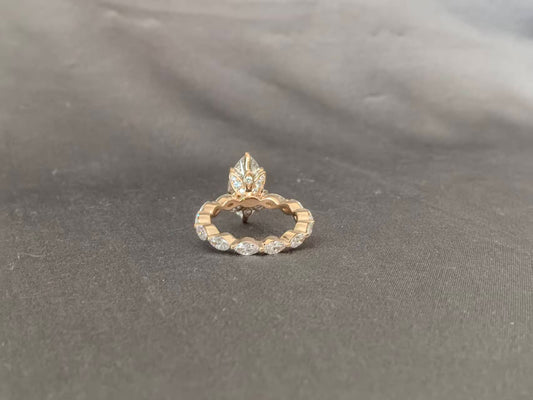 Marquise Cut Lab Diamond Full Eternity Ring | Geometric Flair | 14K Gold | Architectural Design