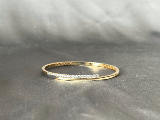Diamond Cuff Bracelet | 14K Yellow Gold Bracelet | Open Cuff Design | Lab Grown Diamond Bracelet