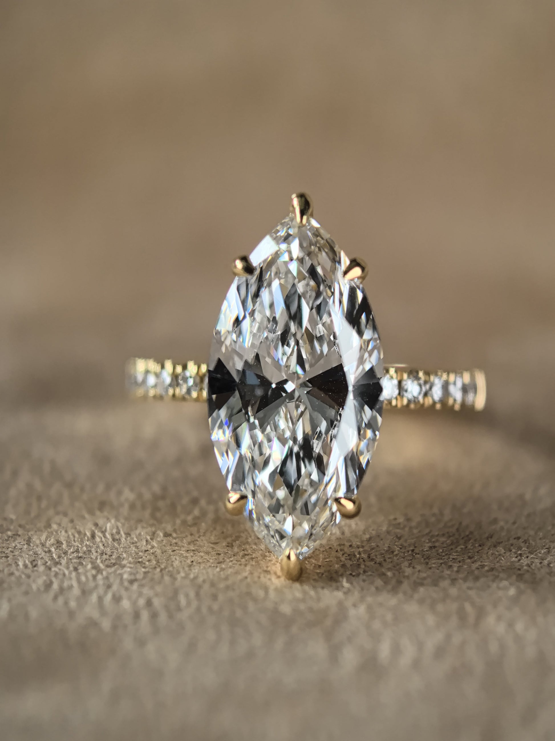 Juno Diamond Marquise Simple Pave Shank Ring