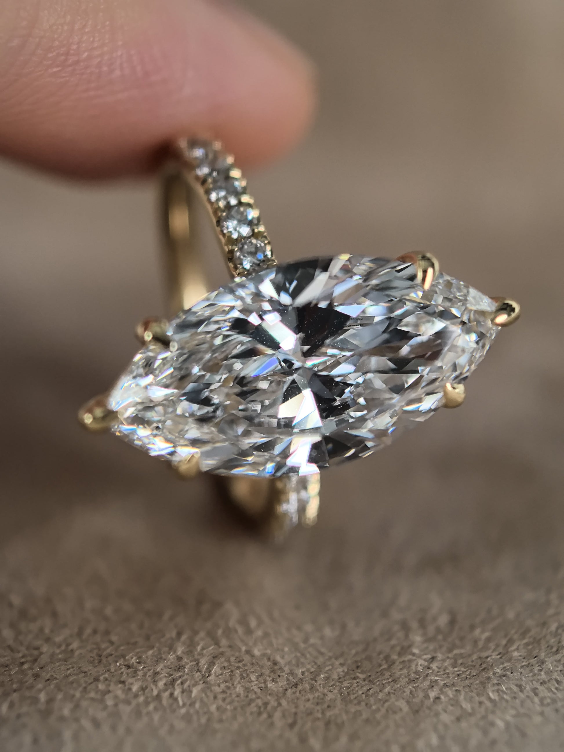 Juno Diamond Marquise Simple Pave Shank Ring