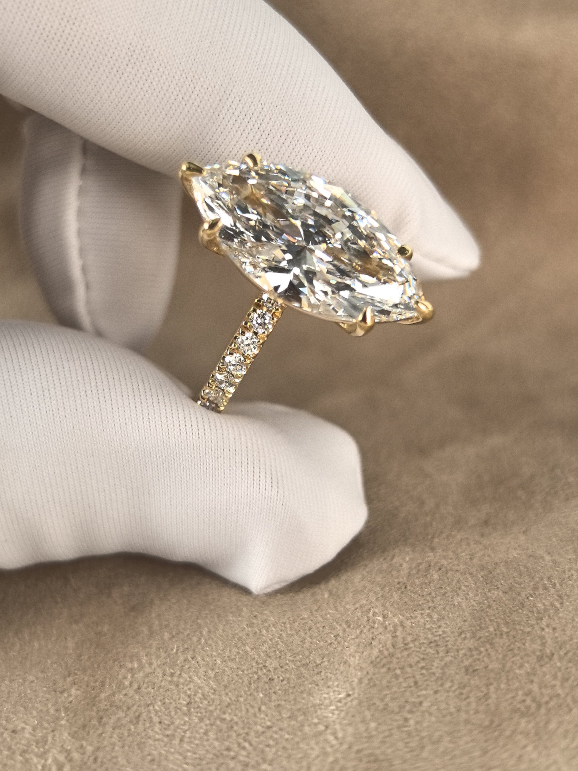 Juno Diamond Marquise Simple Pave Shank Ring