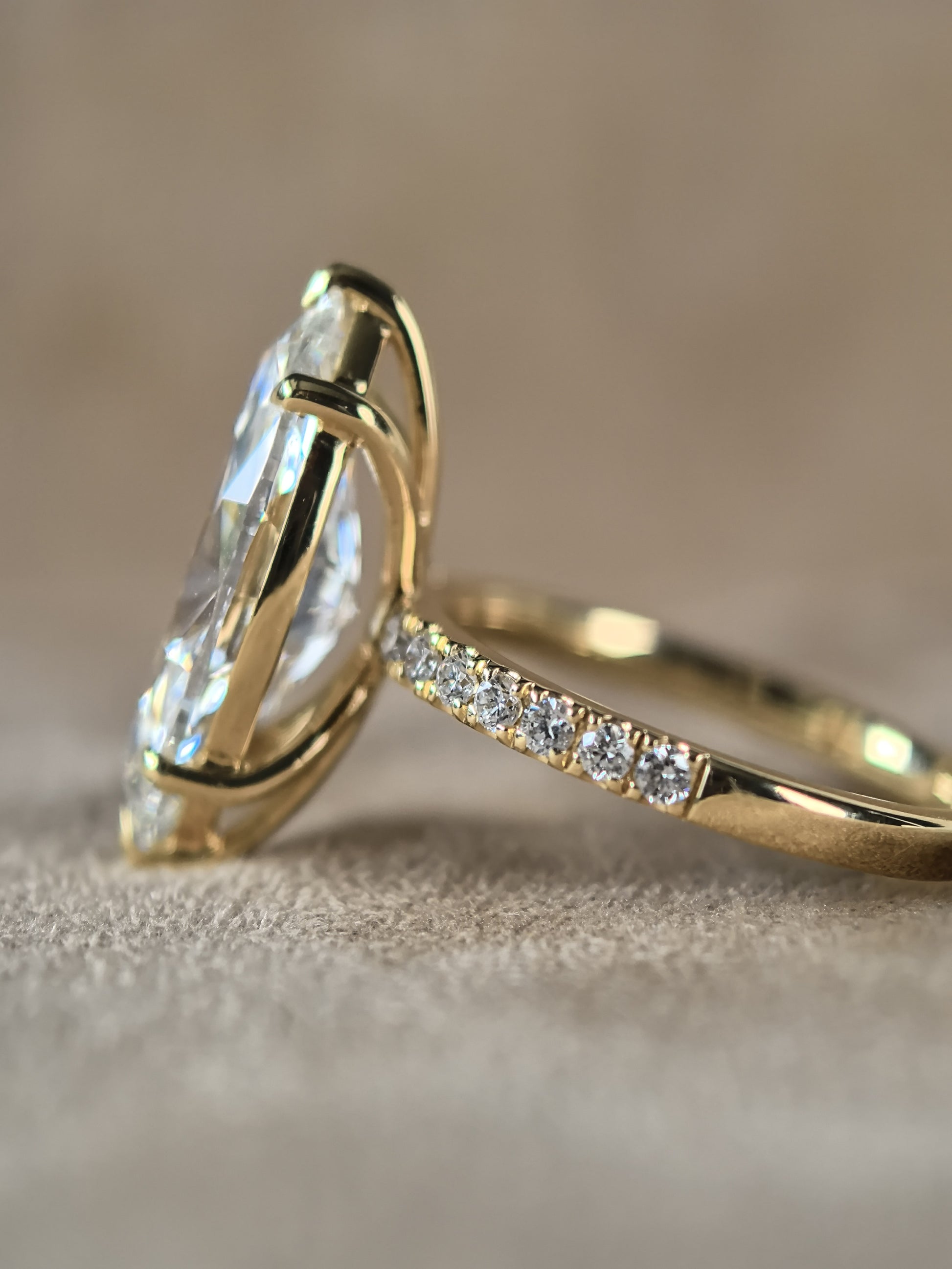 Juno Diamond Marquise Simple Pave Shank Ring