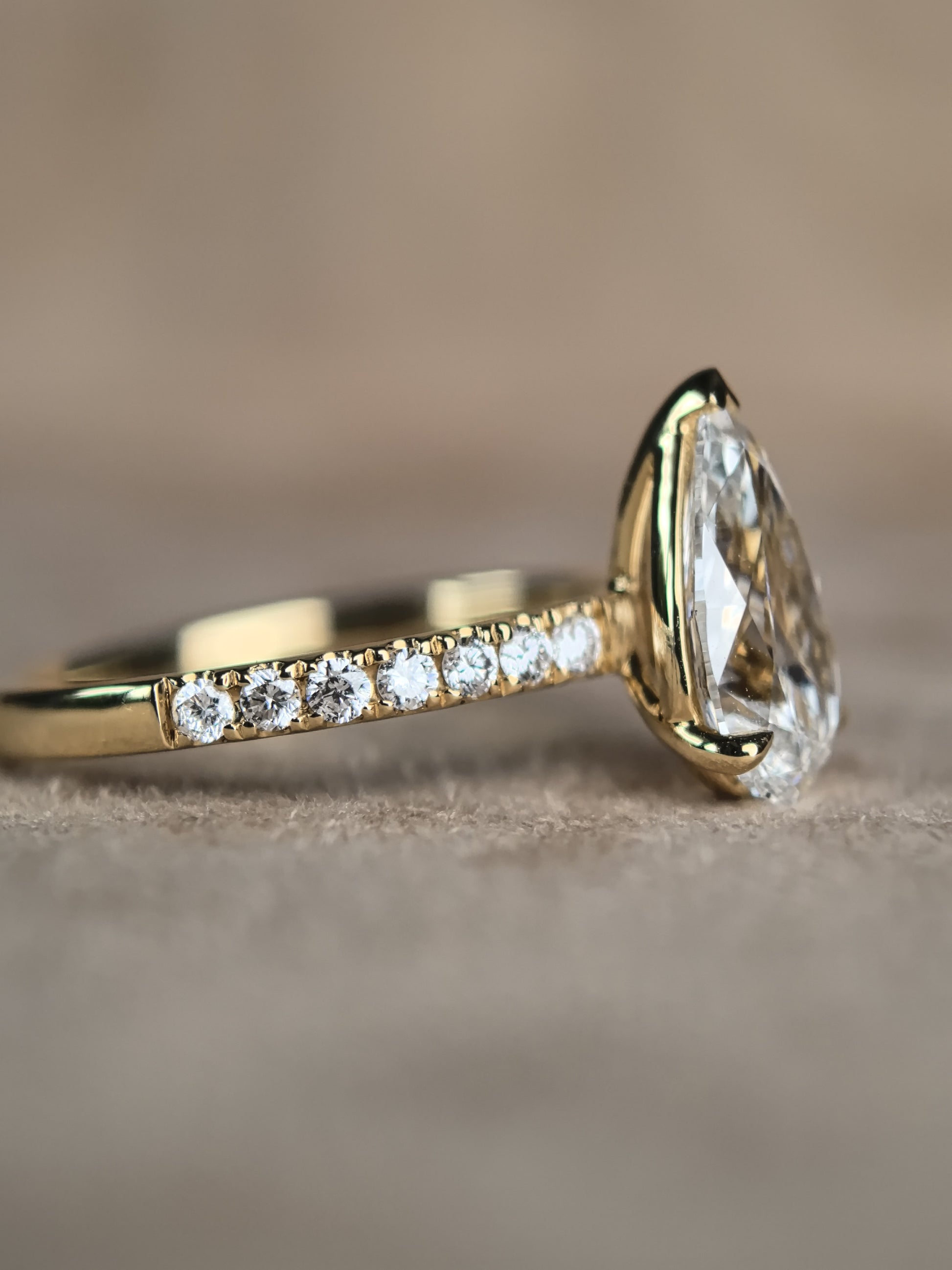 Juno Diamond Pear-Shaped Minimalist Pave Half-Shank Ring