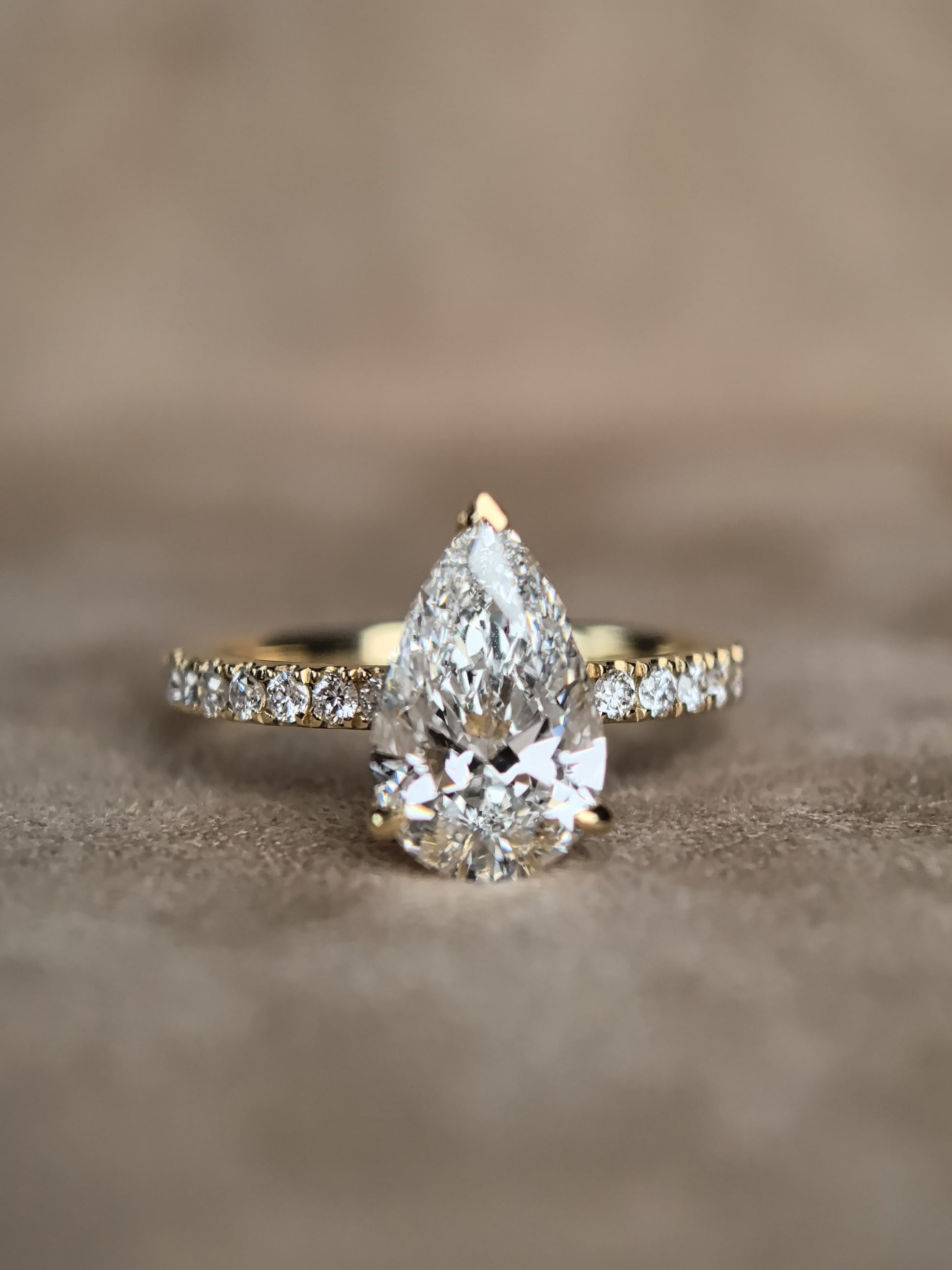 Juno Diamond Pear-Shaped Minimalist Pave Half-Shank Ring