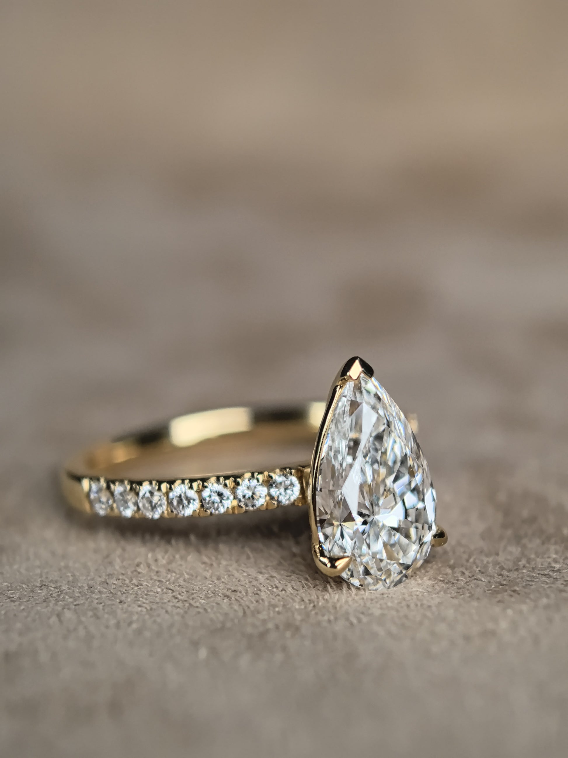 Juno Diamond Pear-Shaped Minimalist Pave Half-Shank Ring