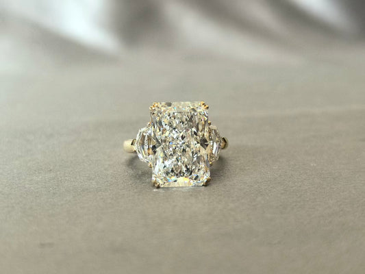 10-Carat Brilliant Cut Prong-Set Three-Stone Lab Diamond | Asymmetrical Side Stones | Special Design