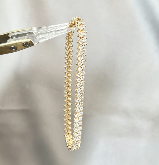 B-009Double Round Lab Diamond Tennis Bracelet | Shared-Prong Continuous Setting| Full Eternity Line Bracelet