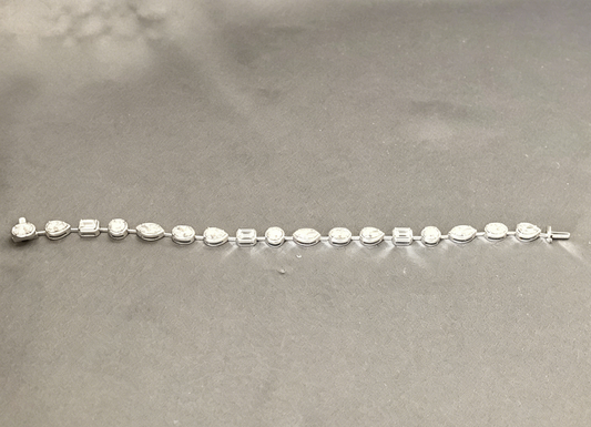 B-008|Mixed-Cut Lab Diamond Tennis Bracelet | Bezel-Set Multi-Shape Design | Modern Everyday Statement