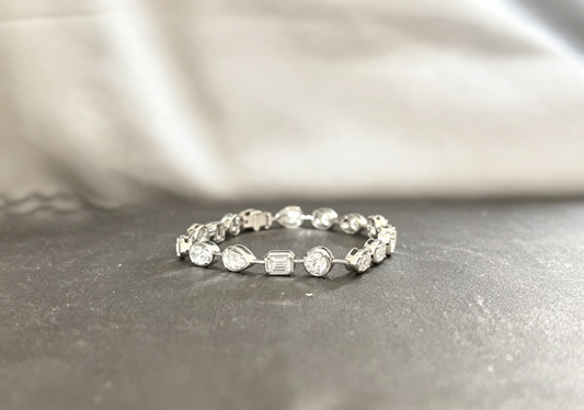 B-008|Mixed-Cut Lab Diamond Tennis Bracelet | Bezel-Set Multi-Shape Design | Modern Everyday Statement