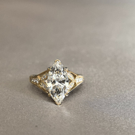 Marquise Cut Lab Grown Diamond Ring | Asymmetric Artistry | Architectural Statement Piece | Complex Design