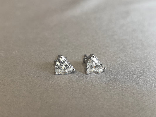 Heart Cut Lab Grown Diamond Stud Earrings | Prong Setting