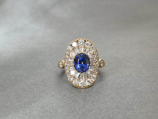 Juno Diamond 2.3ct 6.4g Vintage Vivid Blue Sapphire Floral Ring | Intricate Setting | Comfot Fit