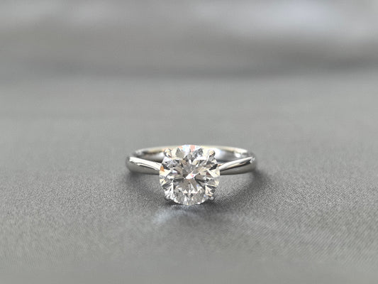 Round Solitaire Four Claw Plain Band