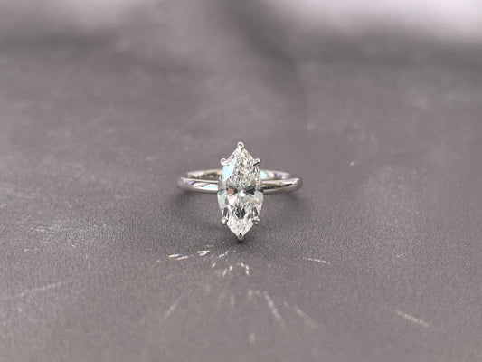Marquise Solitaire Diamond Ring | Hidden Halo Design | Elongated Elegance | Lab-Grown Diamond