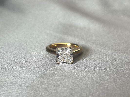 Cushion Cut with Plain Band Ring