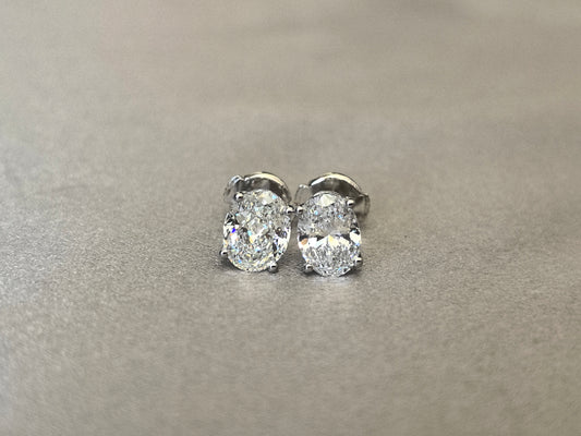 14K Oval Cut Lab Grown Diamond Stud Earrings | Prong Setting