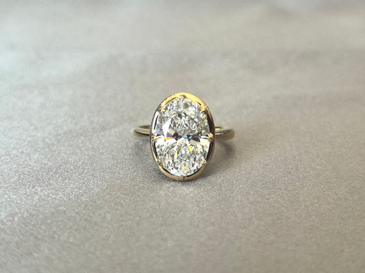 Oval Lab Grown Diamond Ring | 6-Prong Setting | Plain Band | 14K White Gold