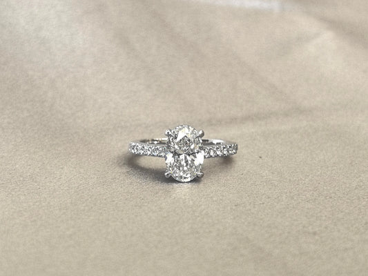 Dainty Paraiba Hidden Halo Oval Lab Diamond Ring