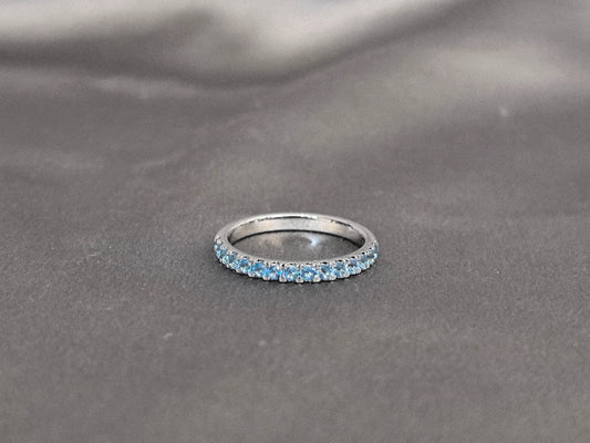 Ultra-Thin Half Eternity Band with Paraiba Lab Gemstones | 14K Gold | Delicate & Vibrant