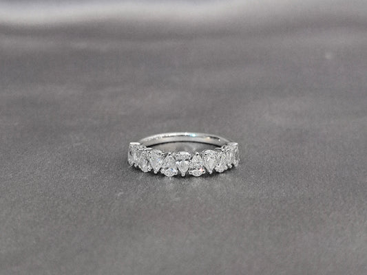 Pear Cut Lab Diamond Half Eternity Band | 14K Gold | Elegant & Timeless