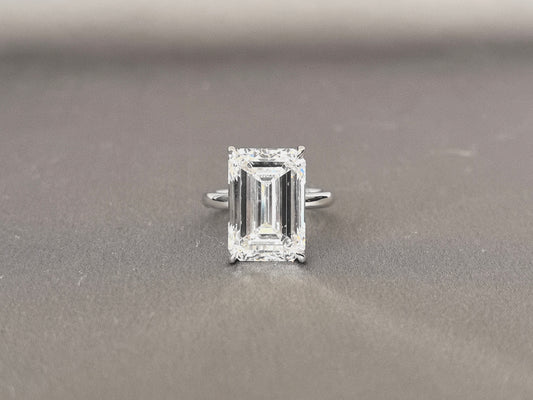 Emerald Cut Lab Grown Diamond Ring | Solitaire Setting | 4-Prong | 14K Gold | Timeless Simplicity