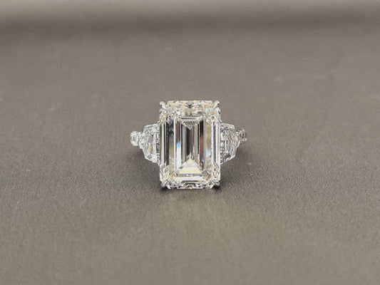 Half Eternity Emerald-Center Trilogy Ring with Cadillac Sidestones