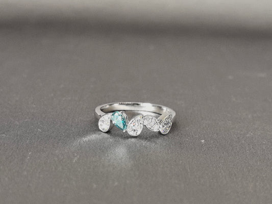 Marquise Diamond & Paraiba Band | Stackable Ring | Lab-Grown Elegance | 14K Gold