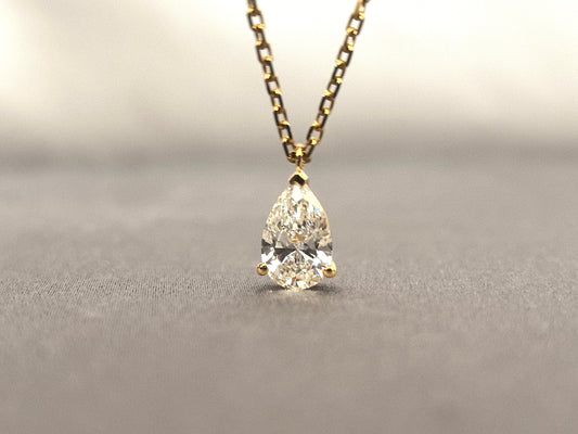 Pear Cut Pendant Necklace | Solitaire Elegance | Minimalist Design | 14K Gold