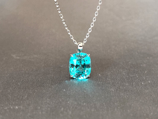 10.3ct 6.2g Cushion Cut Paraiba Pendant Necklace | Lab-Grown Luxury | Minimalist Opulence | 18K Gold