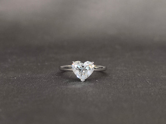 Heart Shaped Lab Grown Diamond Solitaire Ring | Minimalist Plain Band