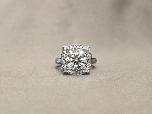 Round Eternity Lab Diamond Ring | Circular Halo Setting | 14K White Gold