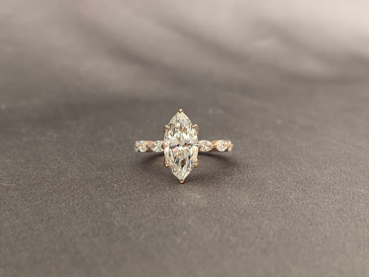 Marquise Cut Lab Diamond Full Eternity Ring | Geometric Flair | 14K Gold | Architectural Design