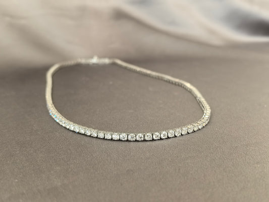 Platinum 0.12ct Round Lab Diamond Full Tennis Necklace | Fancy & Timeless