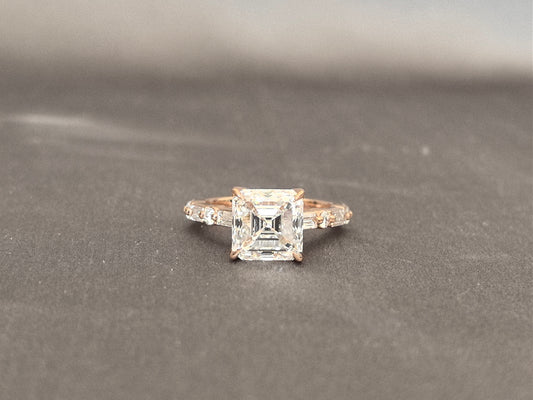 Ashoka Cut Lab Diamond Half Paved Ring | Mixed Cuts | 18K Gold | Architectural Elegance