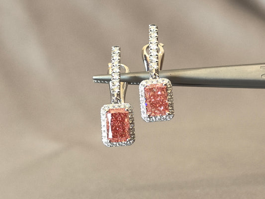Juno Diamond 1.5 Carat Radiant Cut Fancy Pink Lab-Grown Diamond Ring | Pendant-Inspired Design with Pavé Setting