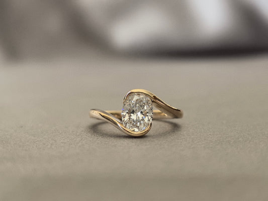 1-Carat Oval Lab-Grown Diamond Ring with Minimalist Wrap Shank