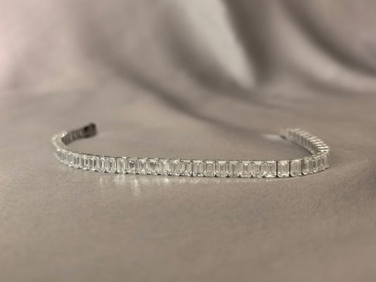 Emerald Cut Lab Diamond Tennis Bracelet in 18K Gold