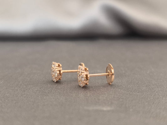 Flower-shaped stud earrings | lab-grown diamonds | 18k gold