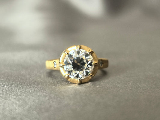 Round Lab-Grown Diamond Multi-Prong Ring | Brushed Finish | Matte Feel | Solid Design