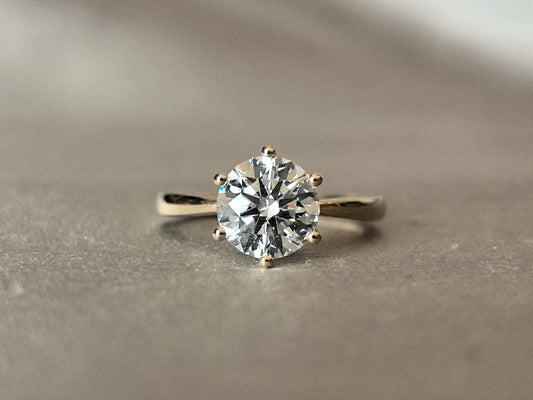 Round Solitaire Four Claw Plain Band