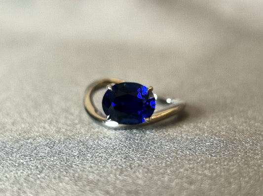 2 Carat Sapphire Ring | Oval Brilliant Lab-Created Gem | Pinky Ring