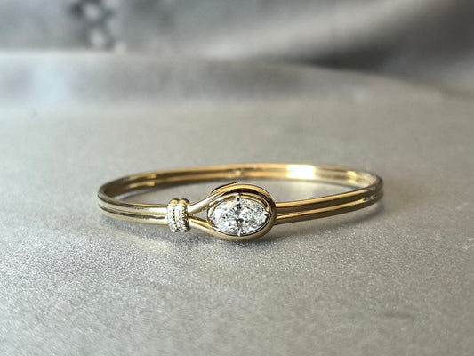 1.55 Carat Oval Lab Diamond | Double Circle Design Bracelet | Crisscross Style | 14K Gold